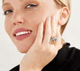 American West Sterling Silver Multi-Gemstone Sandia Ring Size 9